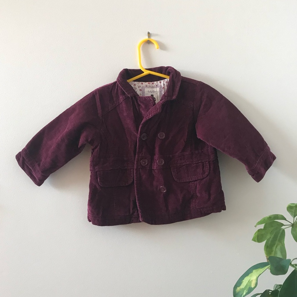 Baby Gap - 6-12M - Burgundy-purple Corduroy peacoat - VGUC